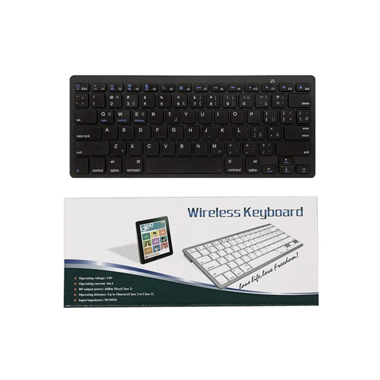 X5 Lightweight Ultra-thin Bluetooth Keyboard Portable Wireless Keyboard for Apple/Android OS (German) - Black