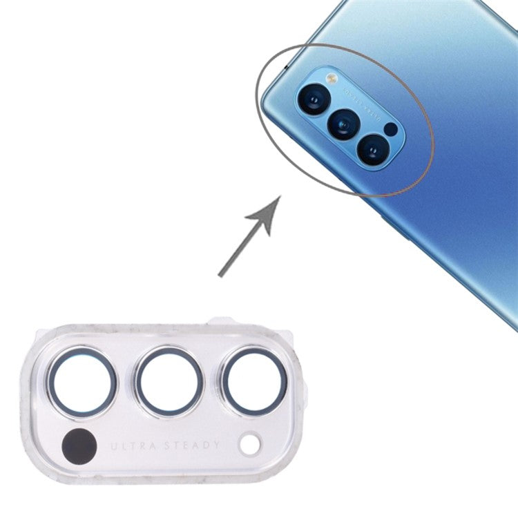 For Oppo Reno4 Pro 5G PDNM00, PDNT00, CPH2089 OEM Back Camera Lens Holder Cover with Glass Part (without Logo) - White