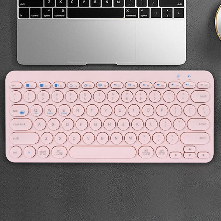 K380 Bluetooth 5.0 Wireless 78 Keys Keyboard Low Noise Computer Laptop Round Keycaps Keyboard - Pink