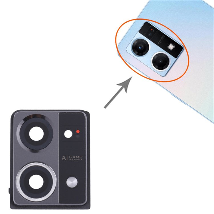For Oppo Reno7 4G OEM Back Camera Lens Holder Cover with Glass Part (without Logo) - Black
