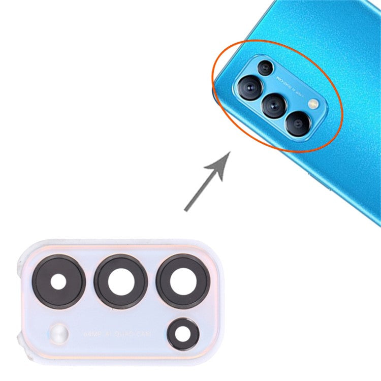 For Oppo Reno5 5G PEGM00 PEGT00 CPH2145 OEM Back Camera Lens Holder Cover with Glass Part (without Logo) - White