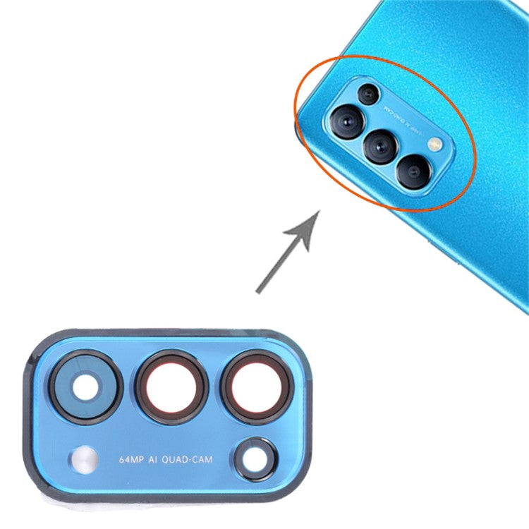 For Oppo Reno5 5G PEGM00 PEGT00 CPH2145 OEM Back Camera Lens Holder Cover with Glass Part (without Logo) - Blue