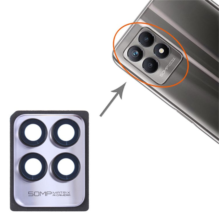 For Realme 8i OEM Back Camera Lens Holder Cover with Glass Part (without Logo) - Purple