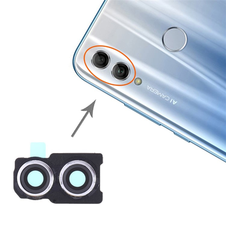 For Huawei Honor 10 Lite OEM Back Camera Lens Holder Cover with Glass Replacement Part (without Logo) - Silver
