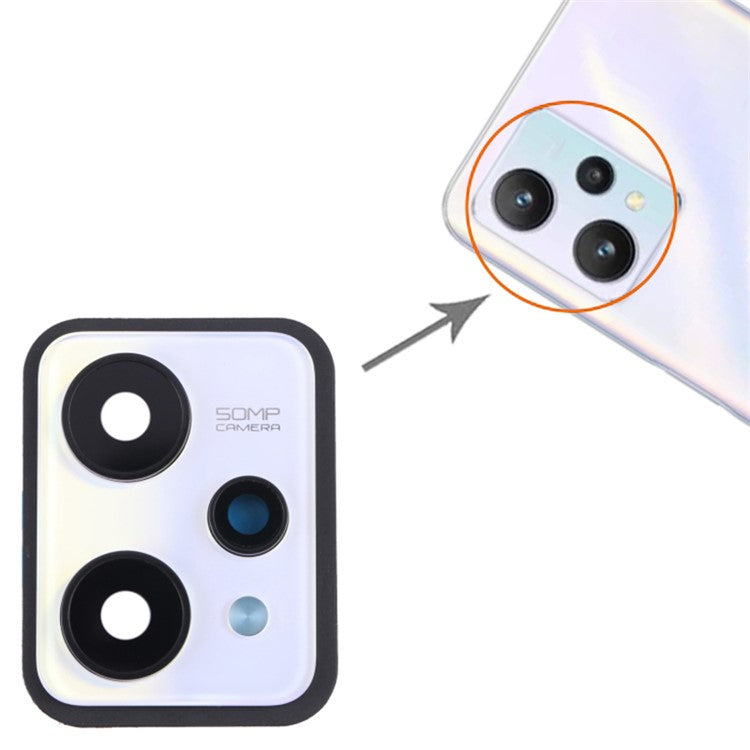 For Realme 9 5G OEM Back Camera Lens Holder Cover with Glass Replacement Part (without Logo) - White