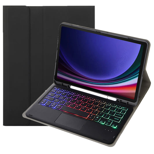 A710B-AS For Samsung Galaxy Tab S9 FE X510 / X516 Touchpad Backlit Bluetooth Keyboard Tablet Case - Black