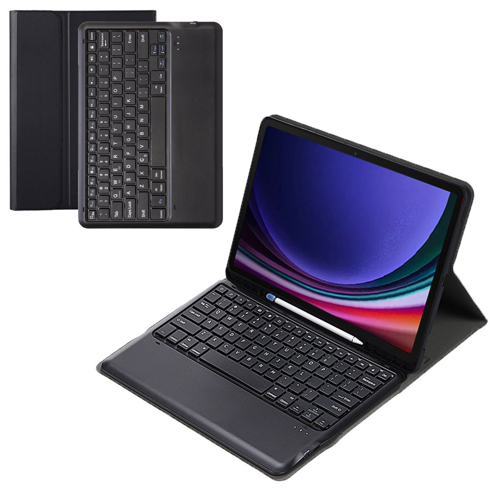 A810B For Samsung Galaxy Tab S10+ / S9 FE+ / S9+ 12.4&quot; X610 / X616 Detachable Bluetooth Keyboard Case Pencil Slot Tablet Case - Black