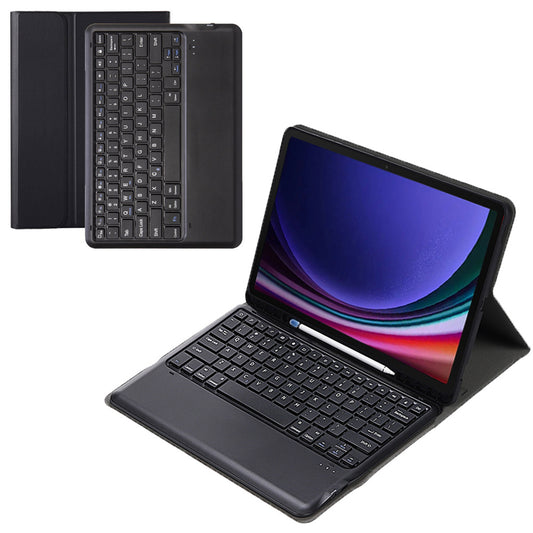 A810B For Samsung Galaxy Tab S10+ / S9 FE+ / S9+ 12.4&quot; X610 / X616 Detachable Bluetooth Keyboard Case Pencil Slot Tablet Case - Black