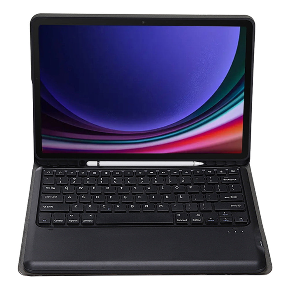 A810B For Samsung Galaxy Tab S10+ / S9 FE+ / S9+ 12.4&quot; X610 / X616 Detachable Bluetooth Keyboard Case Pencil Slot Tablet Case - Black