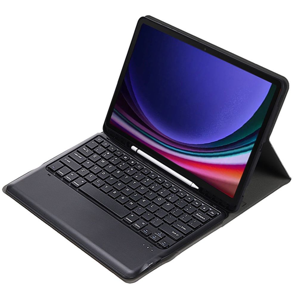 A810B For Samsung Galaxy Tab S10+ / S9 FE+ / S9+ 12.4&quot; X610 / X616 Detachable Bluetooth Keyboard Case Pencil Slot Tablet Case - Black