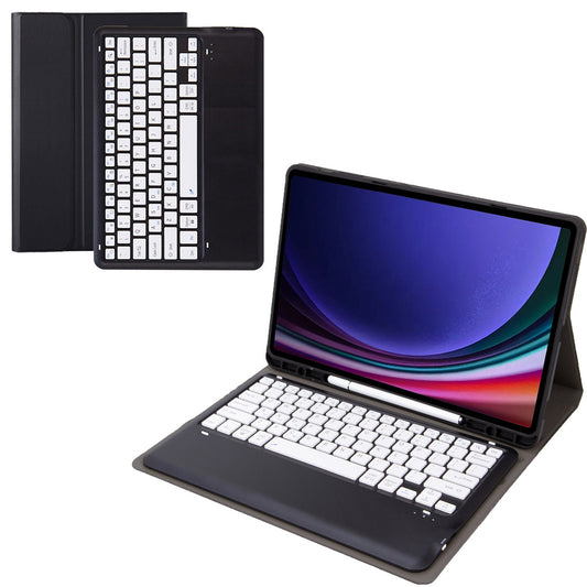 A810B For Samsung Galaxy Tab S10+ / S9 FE+ / S9+ 12.4&quot; X610 / X616 Detachable Bluetooth Keyboard Case Pencil Slot Tablet Case - Black / Black+White