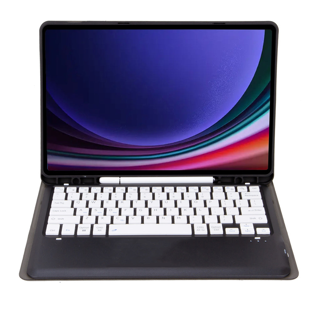 A810B For Samsung Galaxy Tab S10+ / S9 FE+ / S9+ 12.4&quot; X610 / X616 Detachable Bluetooth Keyboard Case Pencil Slot Tablet Case - Black / Black+White