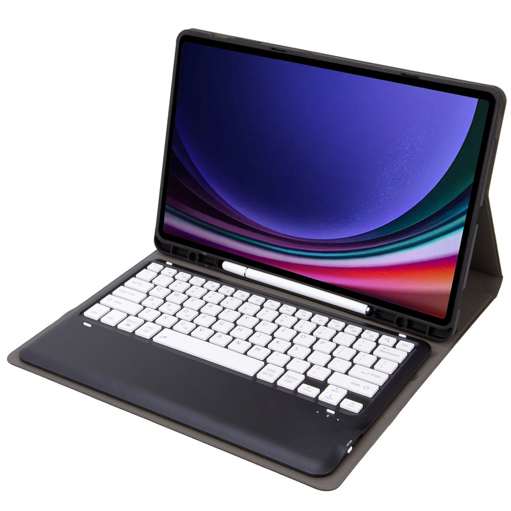 A810B For Samsung Galaxy Tab S10+ / S9 FE+ / S9+ 12.4&quot; X610 / X616 Detachable Bluetooth Keyboard Case Pencil Slot Tablet Case - Black / Black+White