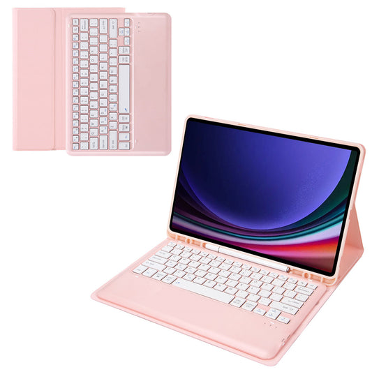 A810B For Samsung Galaxy Tab S10+ / S9 FE+ / S9+ 12.4&quot; X610 / X616 Detachable Bluetooth Keyboard Case Pencil Slot Tablet Case - Pink