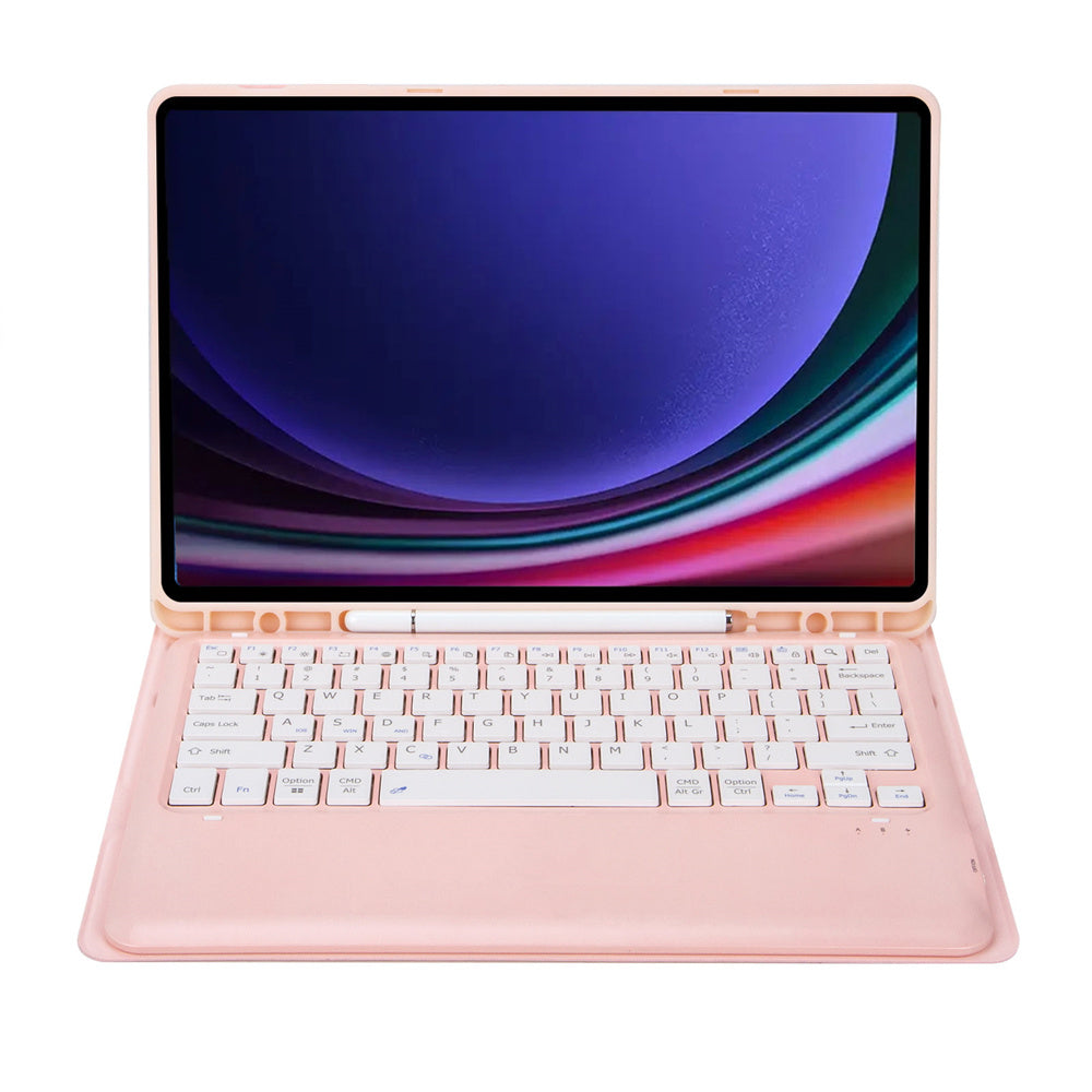 A810B For Samsung Galaxy Tab S10+ / S9 FE+ / S9+ 12.4&quot; X610 / X616 Detachable Bluetooth Keyboard Case Pencil Slot Tablet Case - Pink