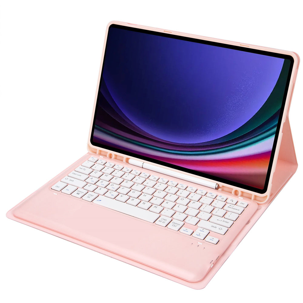 A810B For Samsung Galaxy Tab S10+ / S9 FE+ / S9+ 12.4&quot; X610 / X616 Detachable Bluetooth Keyboard Case Pencil Slot Tablet Case - Pink