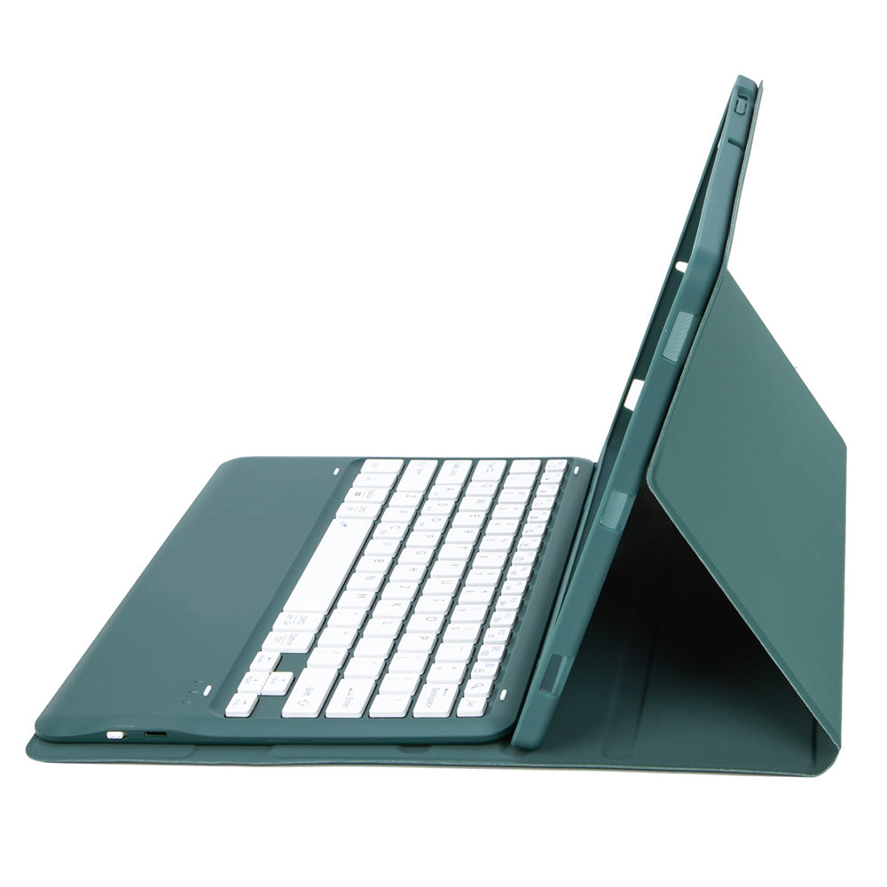 A810B For Samsung Galaxy Tab S10+ / S9 FE+ / S9+ 12.4&quot; X610 / X616 Detachable Bluetooth Keyboard Case Pencil Slot Tablet Case - Dark Green