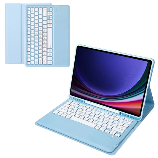A810B For Samsung Galaxy Tab S10+ / S9 FE+ / S9+ 12.4&quot; X610 / X616 Detachable Bluetooth Keyboard Case Pencil Slot Tablet Case - Baby Blue