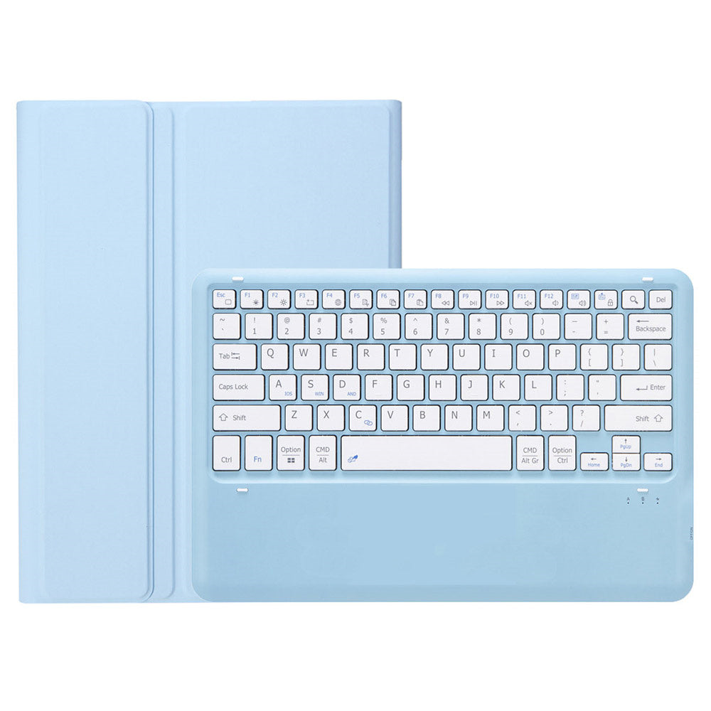 A810B For Samsung Galaxy Tab S10+ / S9 FE+ / S9+ 12.4&quot; X610 / X616 Detachable Bluetooth Keyboard Case Pencil Slot Tablet Case - Baby Blue
