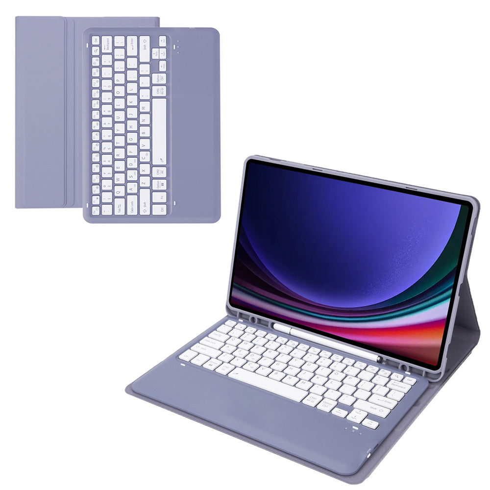 A810B For Samsung Galaxy Tab S10+ / S9 FE+ / S9+ 12.4&quot; X610 / X616 Detachable Bluetooth Keyboard Case Pencil Slot Tablet Case - Purple