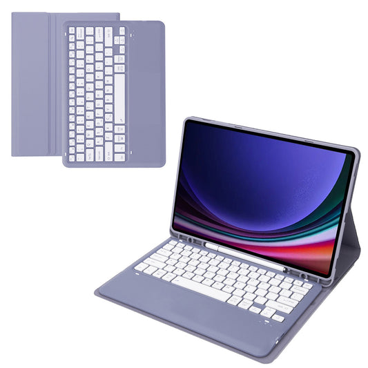 A810B For Samsung Galaxy Tab S10+ / S9 FE+ / S9+ 12.4&quot; X610 / X616 Detachable Bluetooth Keyboard Case Pencil Slot Tablet Case - Purple