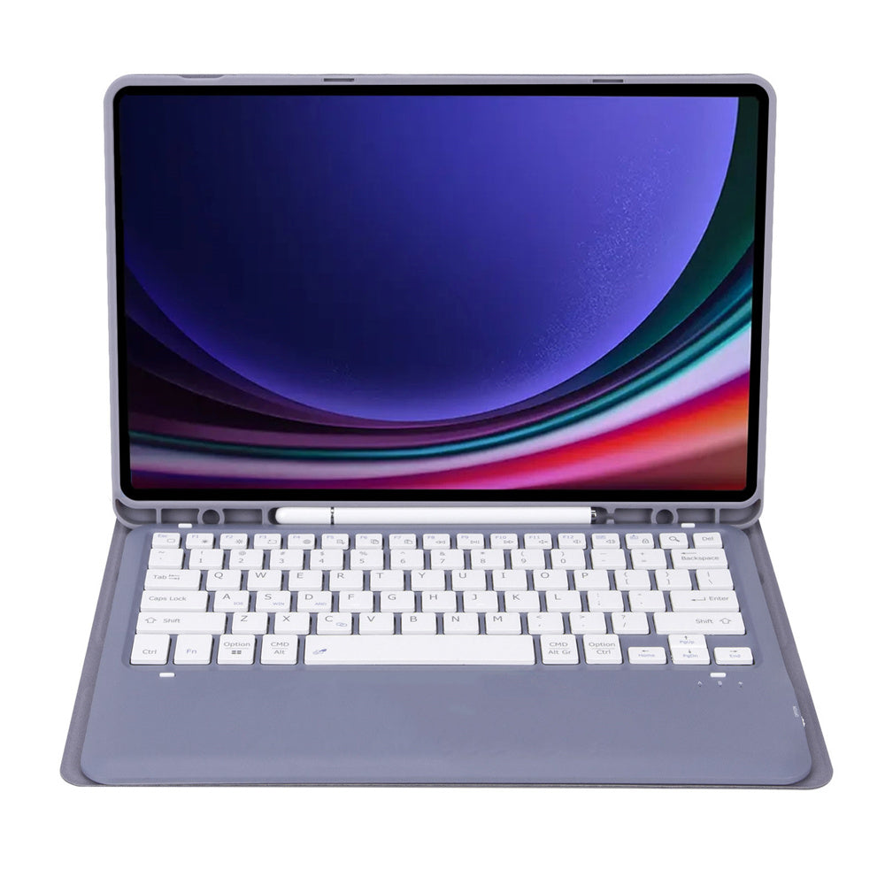 A810B For Samsung Galaxy Tab S10+ / S9 FE+ / S9+ 12.4&quot; X610 / X616 Detachable Bluetooth Keyboard Case Pencil Slot Tablet Case - Purple