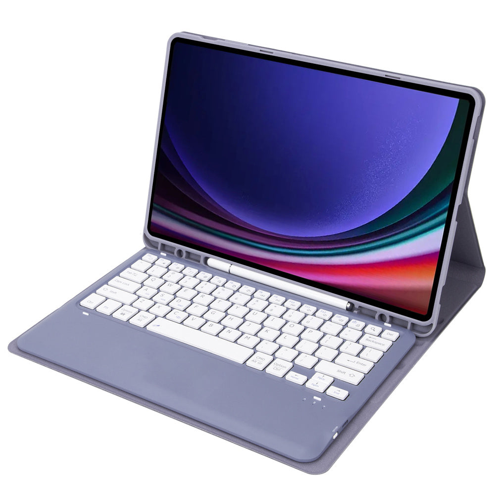 A810B For Samsung Galaxy Tab S10+ / S9 FE+ / S9+ 12.4&quot; X610 / X616 Detachable Bluetooth Keyboard Case Pencil Slot Tablet Case - Purple