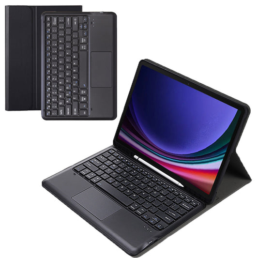 A810B-A For Samsung Galaxy Tab S10+ / S9 FE+ / S9+ 12.4&quot; X610 / X616 Bluetooth Keyboard with Touchpad Pencil Slot Tablet Case - Black
