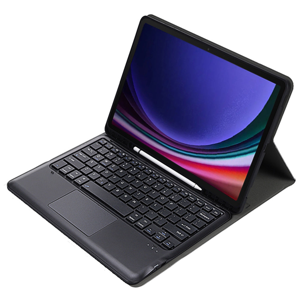A810B-A For Samsung Galaxy Tab S10+ / S9 FE+ / S9+ 12.4&quot; X610 / X616 Bluetooth Keyboard with Touchpad Pencil Slot Tablet Case - Black