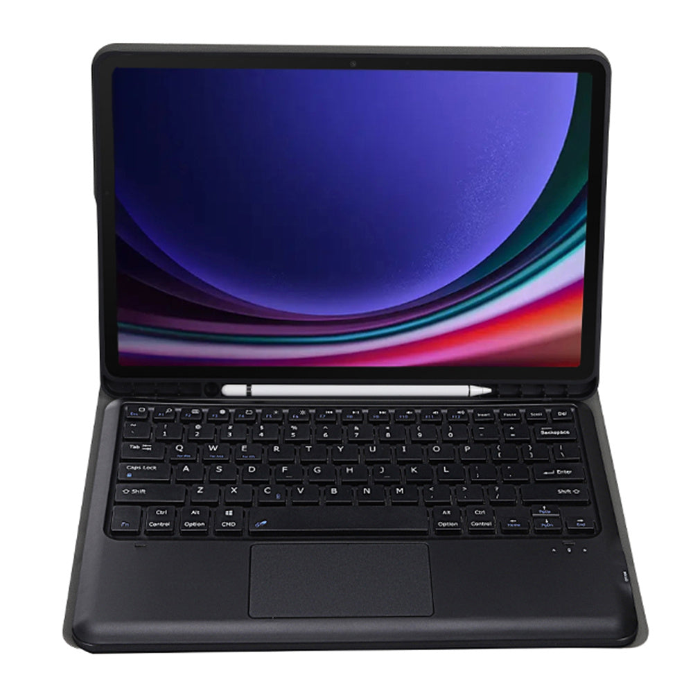 A810B-A For Samsung Galaxy Tab S10+ / S9 FE+ / S9+ 12.4&quot; X610 / X616 Bluetooth Keyboard with Touchpad Pencil Slot Tablet Case - Black