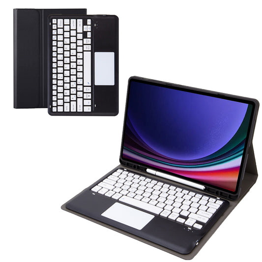 A810B-A For Samsung Galaxy Tab S10+ / S9 FE+ / S9+ 12.4&quot; X610 / X616 Bluetooth Keyboard with Touchpad Pencil Slot Tablet Case - Black / Black+White