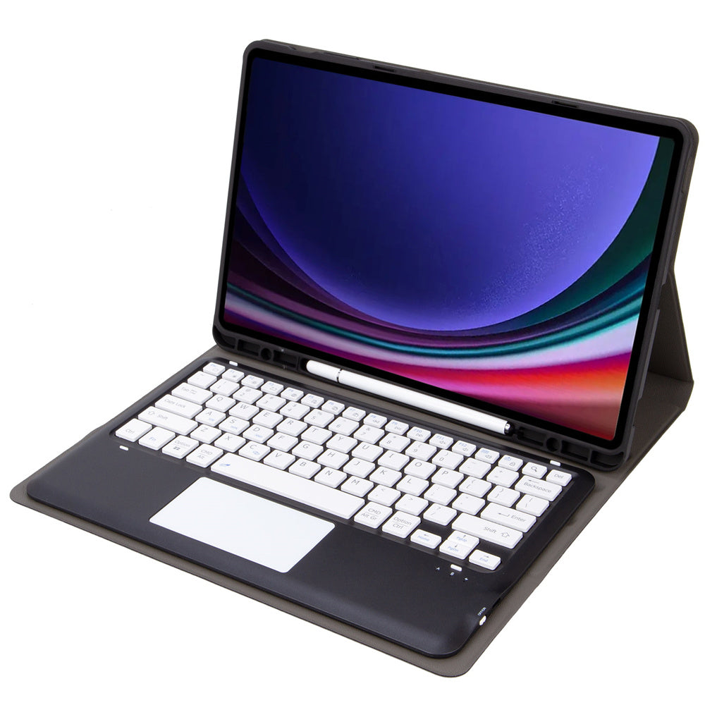 A810B-A For Samsung Galaxy Tab S10+ / S9 FE+ / S9+ 12.4&quot; X610 / X616 Bluetooth Keyboard with Touchpad Pencil Slot Tablet Case - Black / Black+White