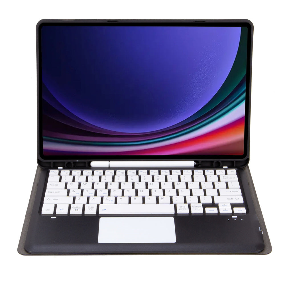 A810B-A For Samsung Galaxy Tab S10+ / S9 FE+ / S9+ 12.4&quot; X610 / X616 Bluetooth Keyboard with Touchpad Pencil Slot Tablet Case - Black / Black+White