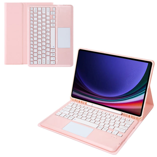 A810B-A For Samsung Galaxy Tab S10+ / S9 FE+ / S9+ 12.4&quot; X610 / X616 Bluetooth Keyboard with Touchpad Pencil Slot Tablet Case - Pink