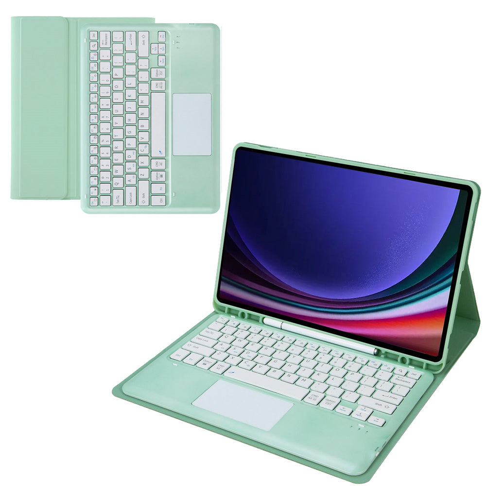 A810B-A For Samsung Galaxy Tab S10+ / S9 FE+ / S9+ 12.4&quot; X610 / X616 Bluetooth Keyboard with Touchpad Pencil Slot Tablet Case - Light Green