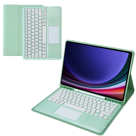 A810B-A For Samsung Galaxy Tab S10+ / S9 FE+ / S9+ 12.4&quot; X610 / X616 Bluetooth Keyboard with Touchpad Pencil Slot Tablet Case - Light Green