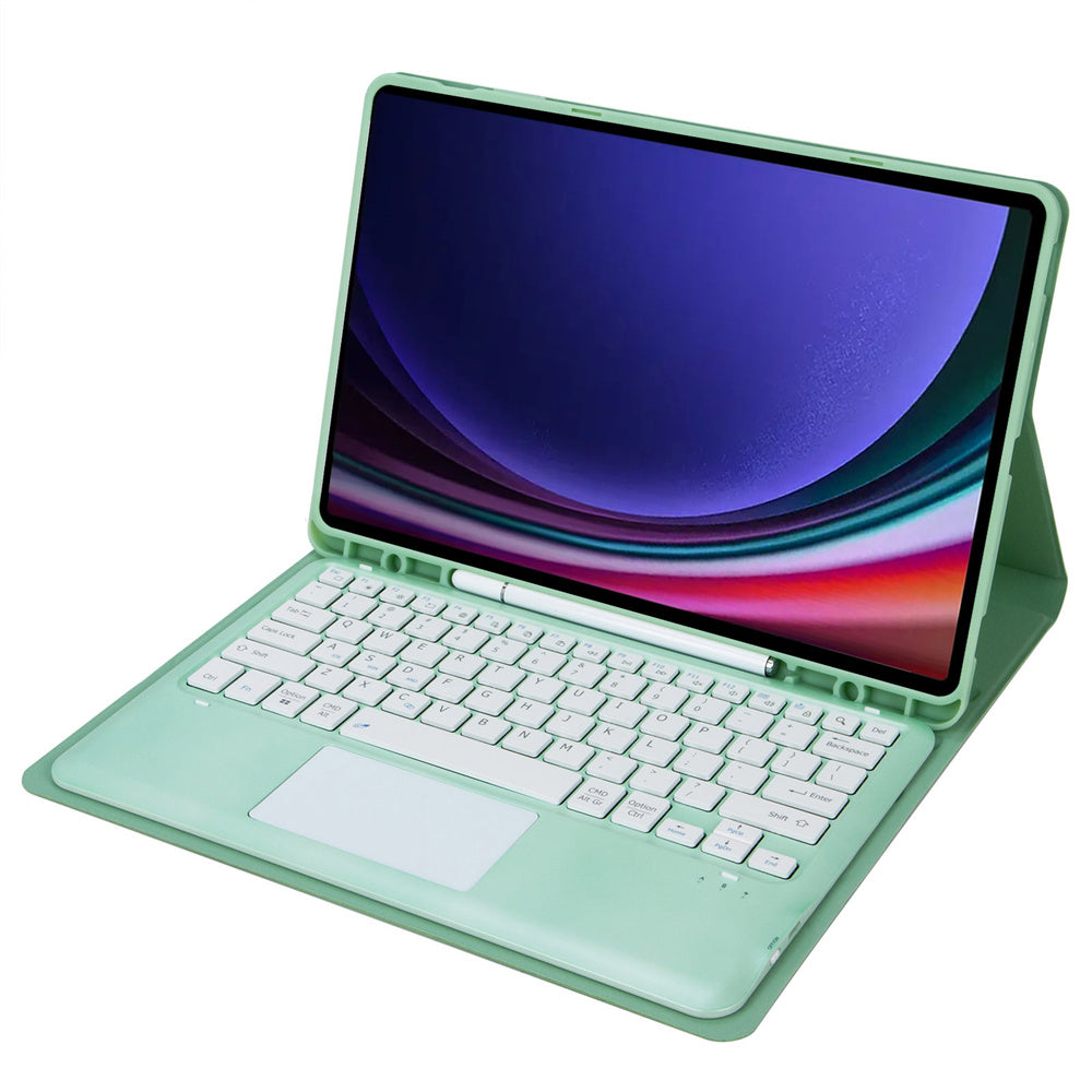 A810B-A For Samsung Galaxy Tab S10+ / S9 FE+ / S9+ 12.4&quot; X610 / X616 Bluetooth Keyboard with Touchpad Pencil Slot Tablet Case - Light Green