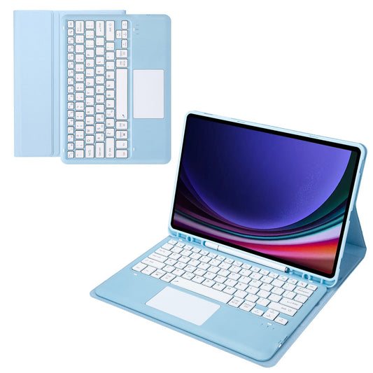 A810B-A For Samsung Galaxy Tab S10+ / S9 FE+ / S9+ 12.4&quot; X610 / X616 Bluetooth Keyboard with Touchpad Pencil Slot Tablet Case - Baby Blue