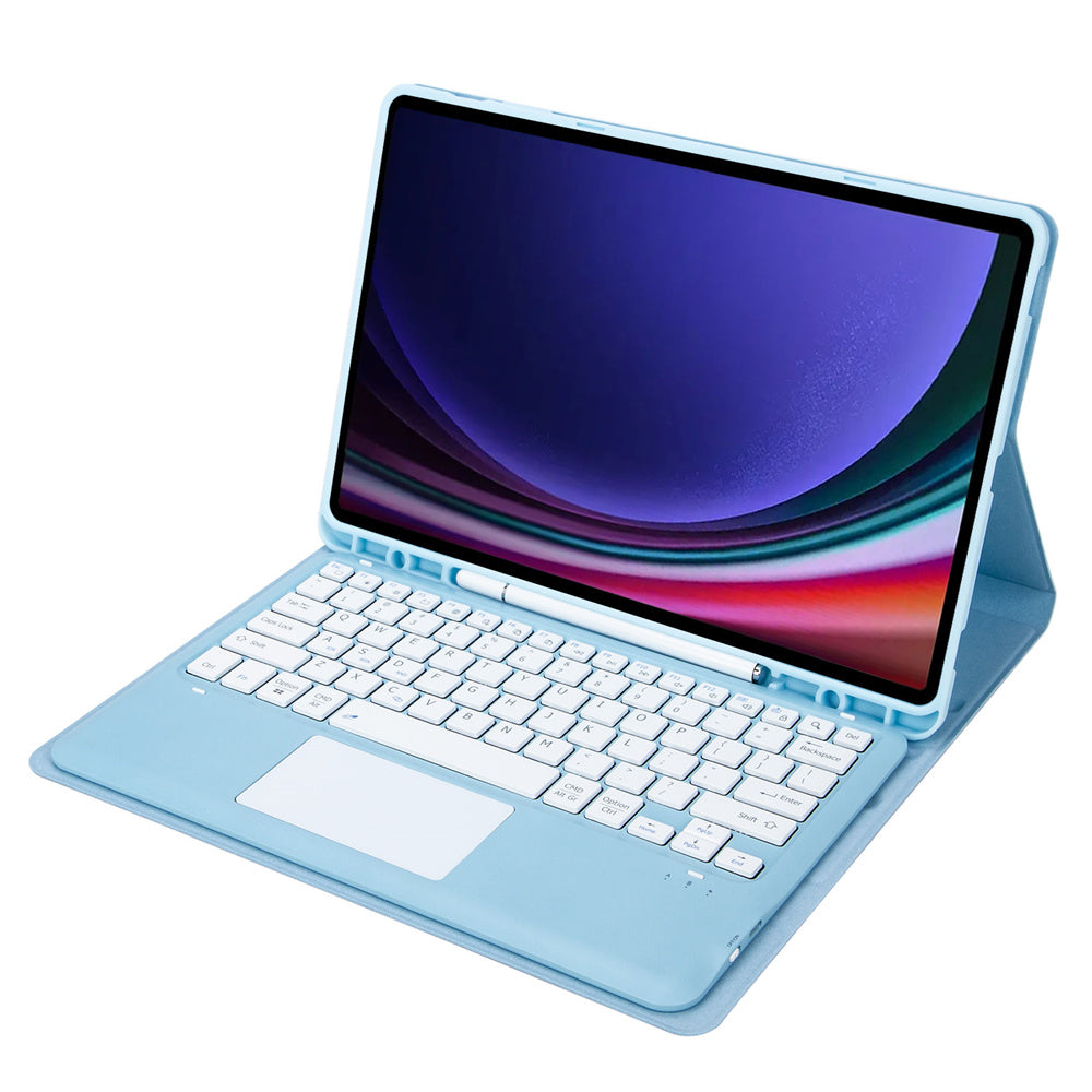A810B-A For Samsung Galaxy Tab S10+ / S9 FE+ / S9+ 12.4&quot; X610 / X616 Bluetooth Keyboard with Touchpad Pencil Slot Tablet Case - Baby Blue
