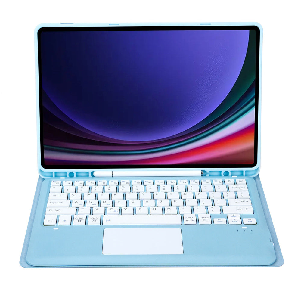 A810B-A For Samsung Galaxy Tab S10+ / S9 FE+ / S9+ 12.4&quot; X610 / X616 Bluetooth Keyboard with Touchpad Pencil Slot Tablet Case - Baby Blue