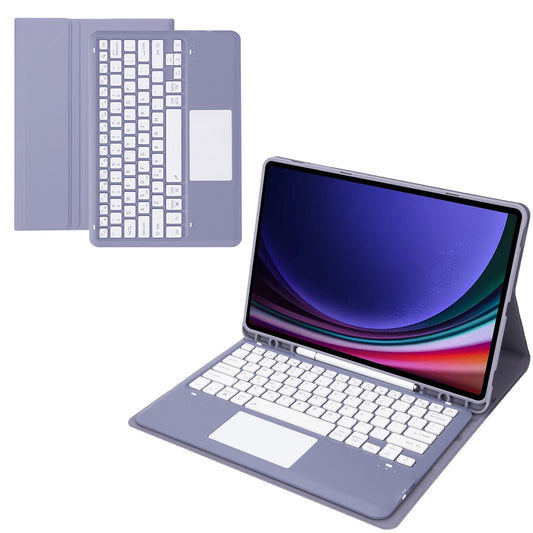A810B-A For Samsung Galaxy Tab S10+ / S9 FE+ / S9+ 12.4&quot; X610 / X616 Bluetooth Keyboard with Touchpad Pencil Slot Tablet Case - Purple