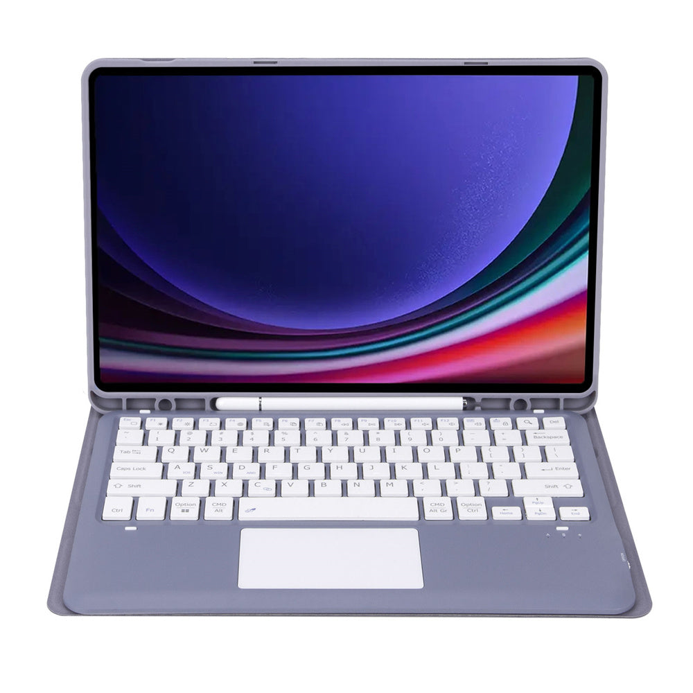 A810B-A For Samsung Galaxy Tab S10+ / S9 FE+ / S9+ 12.4&quot; X610 / X616 Bluetooth Keyboard with Touchpad Pencil Slot Tablet Case - Purple