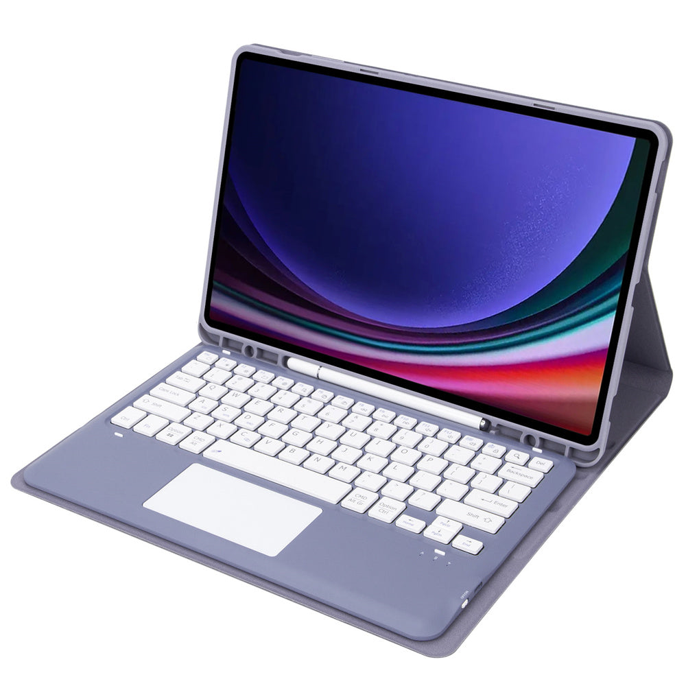 A810B-A For Samsung Galaxy Tab S10+ / S9 FE+ / S9+ 12.4&quot; X610 / X616 Bluetooth Keyboard with Touchpad Pencil Slot Tablet Case - Purple