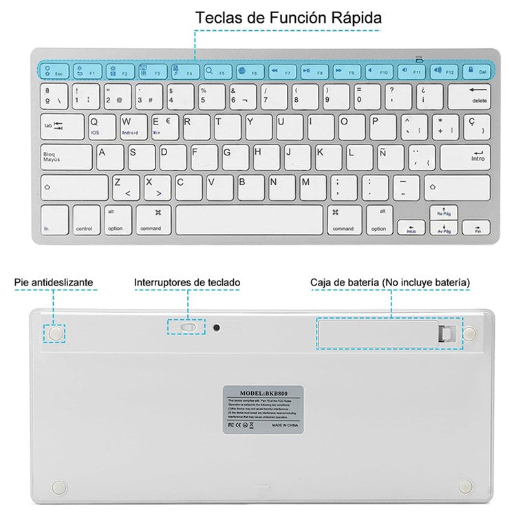 X5 (SP) Spanish Universal Wireless Bluetooth Keyboard for Smart Phone / Tablet