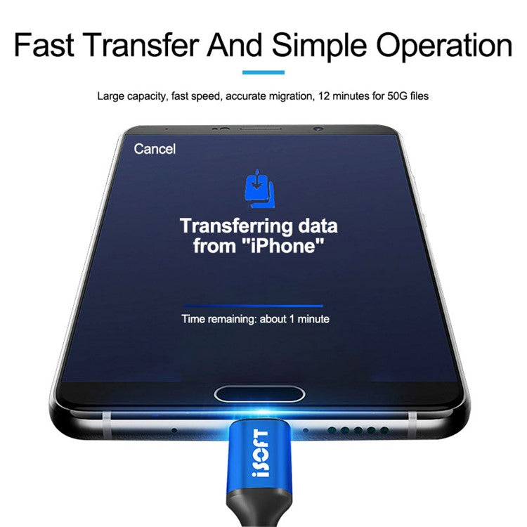 ISOFT IS-003B Data Transmission Cord Lightning to Micro-USB Data Copy Cable