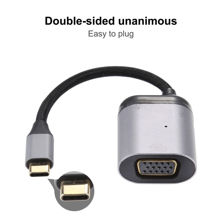 4K UHD Type-C to VGA + PD Data Transfer Adapter Cable Audio Video Converter PD Fast Charger for TV Projector