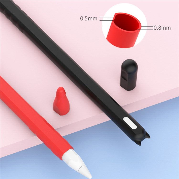 For Apple Pencil Pro / Pencil (2nd Generation) Soft Silicone Protective Pencil Case Wrap Cover Sleeve - Black
