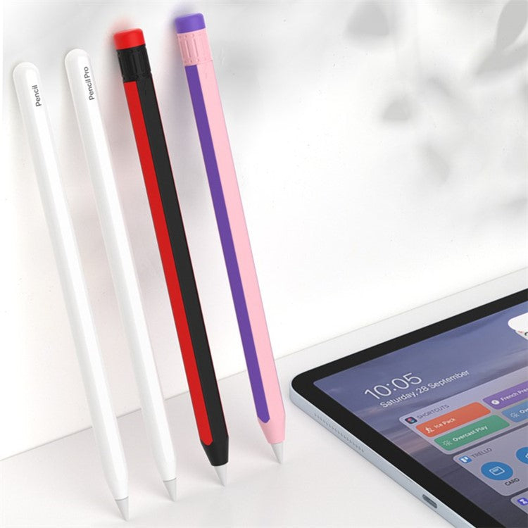 For Apple Pencil Pro / Pencil (2nd Generation) Stylus Pen Silicone Sleeve Dual Color Protective Cover - Blue+Red