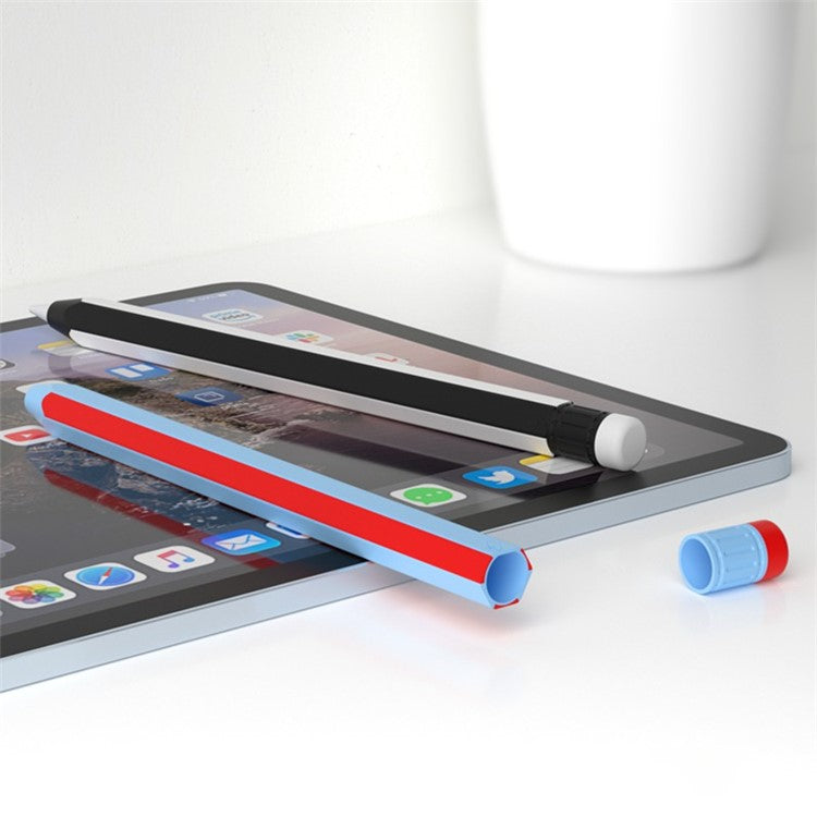 For Apple Pencil Pro / Pencil (2nd Generation) Stylus Pen Silicone Sleeve Dual Color Protective Cover - Blue+Red
