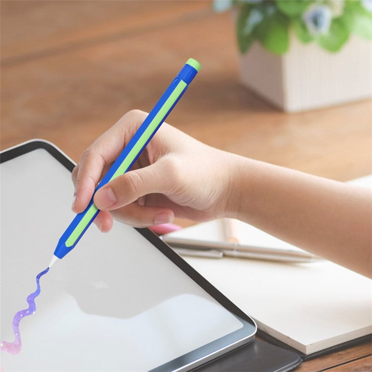 For Apple Pencil Pro / Pencil (2nd Generation) Stylus Pen Silicone Sleeve Dual Color Protective Cover - Blue+Red